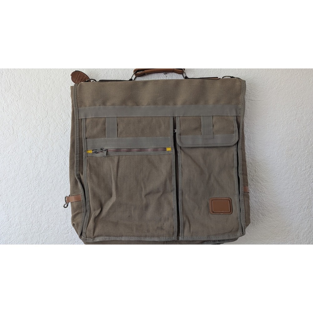 Palm Springs Luggage Collection Canvas Garment Bag Khaki Green Travel Carrier